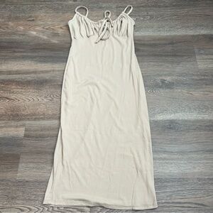 Livi by Olivia Rae Y2k Style Ribbed Midi Dress Cream Size XS